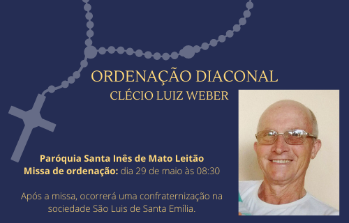 Clécio Weber será ordenado em Mato Leitão